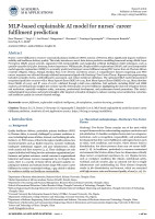 MLP-based explainable AI model for nurses’ career fulfilment prediction